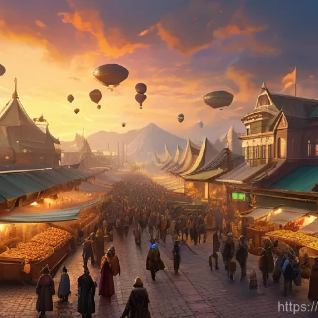 히트2 서버 선택 기준 - **Prompt 1: High Population Server - "Thriving Grand City Market"**
An expansive, bustling fanta...