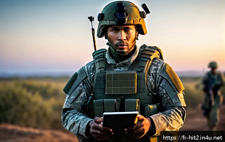 히트2 계급별 특전 분석 - A tactical military commander standing confidently on a rugged battlefield at dusk, wearing advanced...